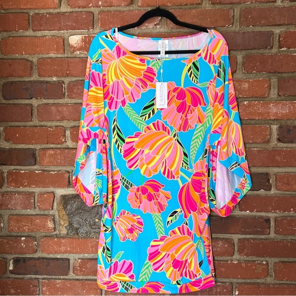 Trina Turk NWT Women's Poppy Cascading-Sleeve Tunic SWIM Cover-Up Large vacation - Picture 4 of 12